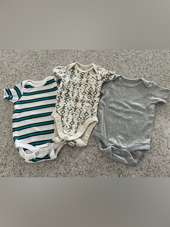Carter's Other - Carter's Neutral Patterned, Teal-Striped & Gray Baby One-Piece Bodysuits